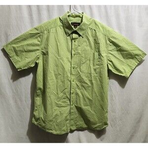 Ariat Shirt Mens Large Lime Green Short Sleeve Button Down Rodeo Western Cowboy